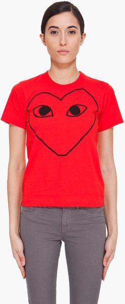 Play Comme Des Garçons  Heart Outline T-Shirt - Lyst