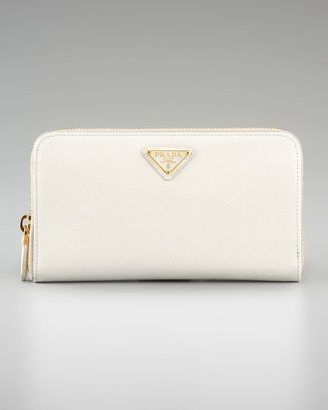Prada Saffiano Ziparound Wallet in White (bianco (white)) - Lyst