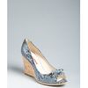 Prada Prada Sport Dusty Blue Snakeskin Peep Toe Cork Wedges in Blue - Lyst