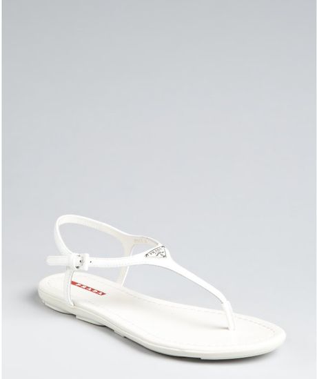 Prada Prada Sport White Patent Leather Sandals in White - Lyst