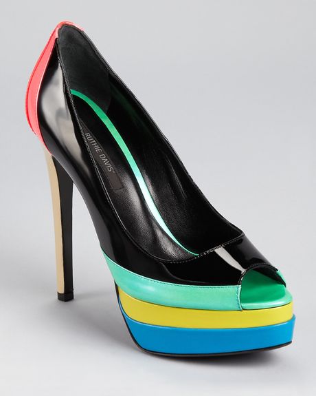 Ruthie Davis® Pumps Popsicle Patent Peep Toe in Multicolor (black multi) - Lyst