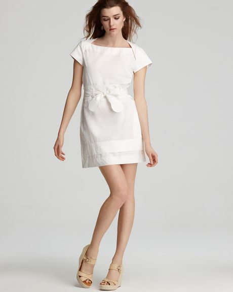 See By Chloé Cherry Bow Belted Shift Dress in White - Lyst