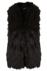Topshop Tassle Hem Faux Fur Gilet