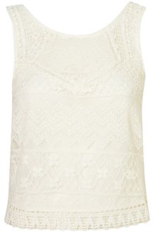Topshop Geometric Lace Mix Shell Top - Lyst