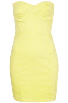 Topshop Yellow Denim Cup Bandeau Dress - Lyst