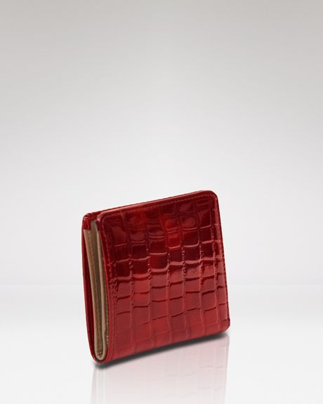 Tusk Wallet Antique Slim Croc Embossed Leather in Red (black) | Lyst