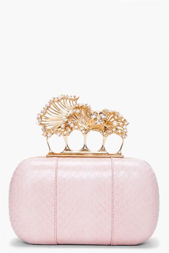 Alexander McQueen Pale Pink Whipsnake Clutch - Lyst