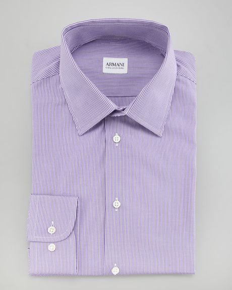 Armani Trimfit Check Dress Shirt Purple in Purple for Men - Lyst