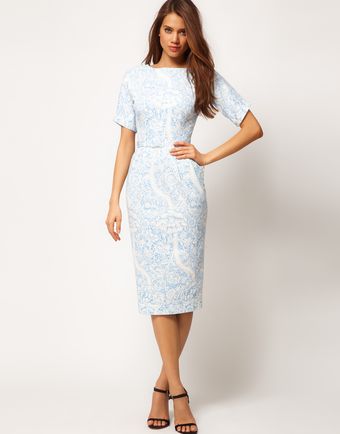  Pencil Dress in Wallpaper Print 