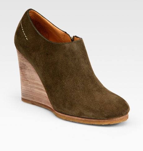Chloé Suede Wedge Ankle Boots in Brown - Lyst