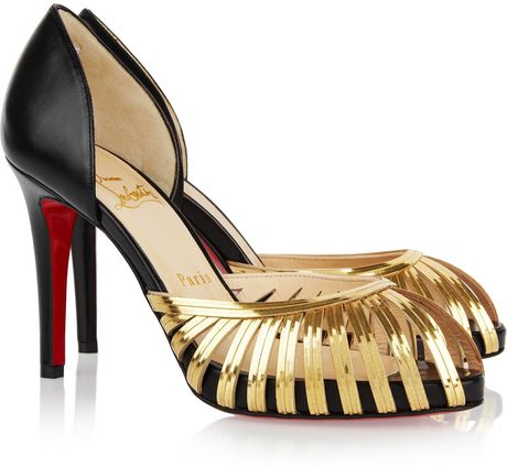 Christian Louboutin Corpus 100 Leather and Chain Pumps in Gold (black) - Lyst