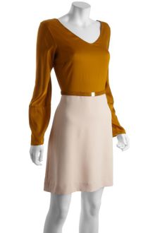 Diane Von Furstenberg Goldenrod and Blush Colorblock Silk Evelina Long Sleeve Dress - Lyst