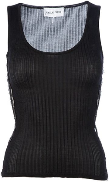 Emilio Pucci Vest Top in Black - Lyst