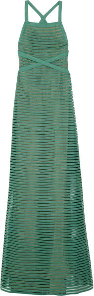 Giulietta Twill and Tulle Halterneck Gown in Green - Lyst