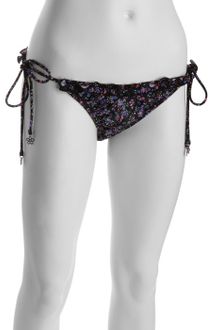 Shoshanna Black Floral Downtown Ditsy Ruffle String Bikini Bottom - Lyst