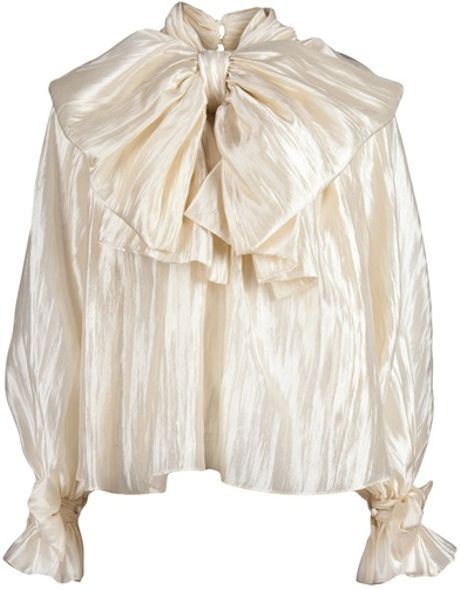 Viktor & Rolf Tie Blouse in Beige - Lyst