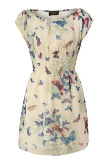 Ax Paris Ax Paris Butterfly Print Cap Sleeve Dress - Lyst
