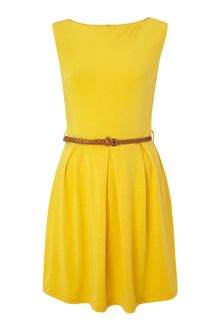 Ax Paris Belted Skater Dress - Lyst