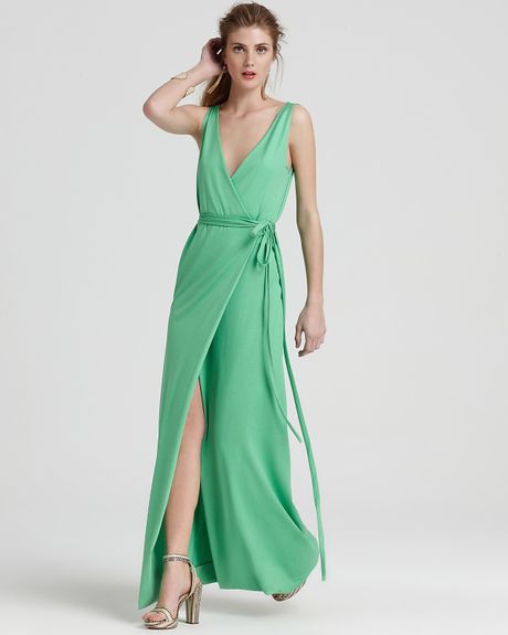 Diane Von Furstenberg Wrap Dress Yazhi Straight Glazer Silk Jersey in Green (fresh lime) - Lyst