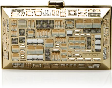 Elie Saab Sml Crystal Gold Clutch in Gold - Lyst