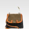 Fendi Silvana Raffia Suede Leather Bag in Orange (blackmulti) - Lyst