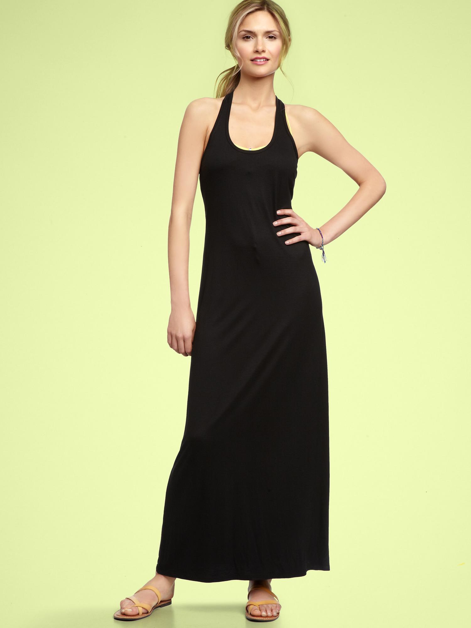 Gap Maxi Racerback Dress In Black True Black Lyst 4378