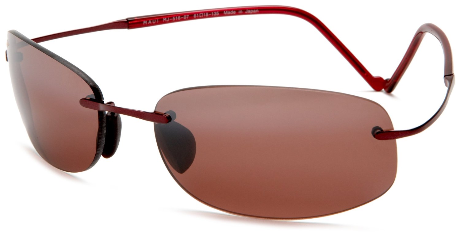 Maui Jim Honolua Bay Rimless Rectangular Polarized Sunglasses in Pink