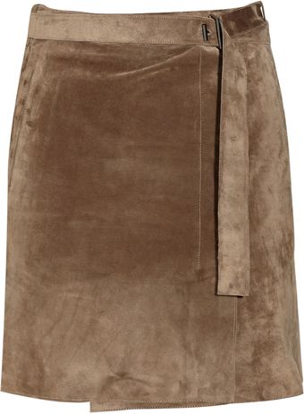  Belted Suede Wrap Skirt 
