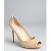 Stella Mccartney Brown Sugar Faux Patent Leather Peep Toe Platform Heels in Beige (brown) - Lyst