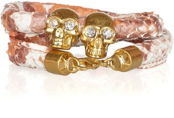Alexander McQueen Skull Charm Python Wrap Bracelet - Lyst