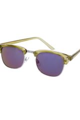 Asos Green Crystal Clubmaster Sunglasses with Mirror Lens