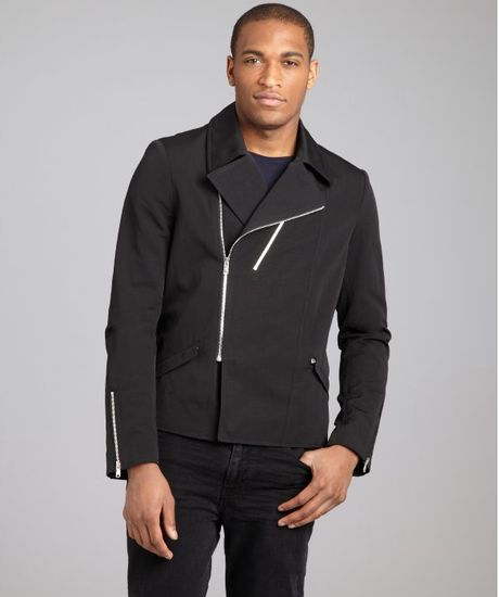 Balenciaga Black Cotton Linen Motorcycle Jacket in Black for Men - Lyst