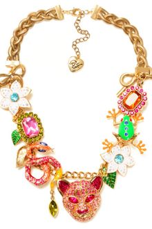 Betsey Johnson Tiger Multi Charm Frontal Statement Necklace - Lyst