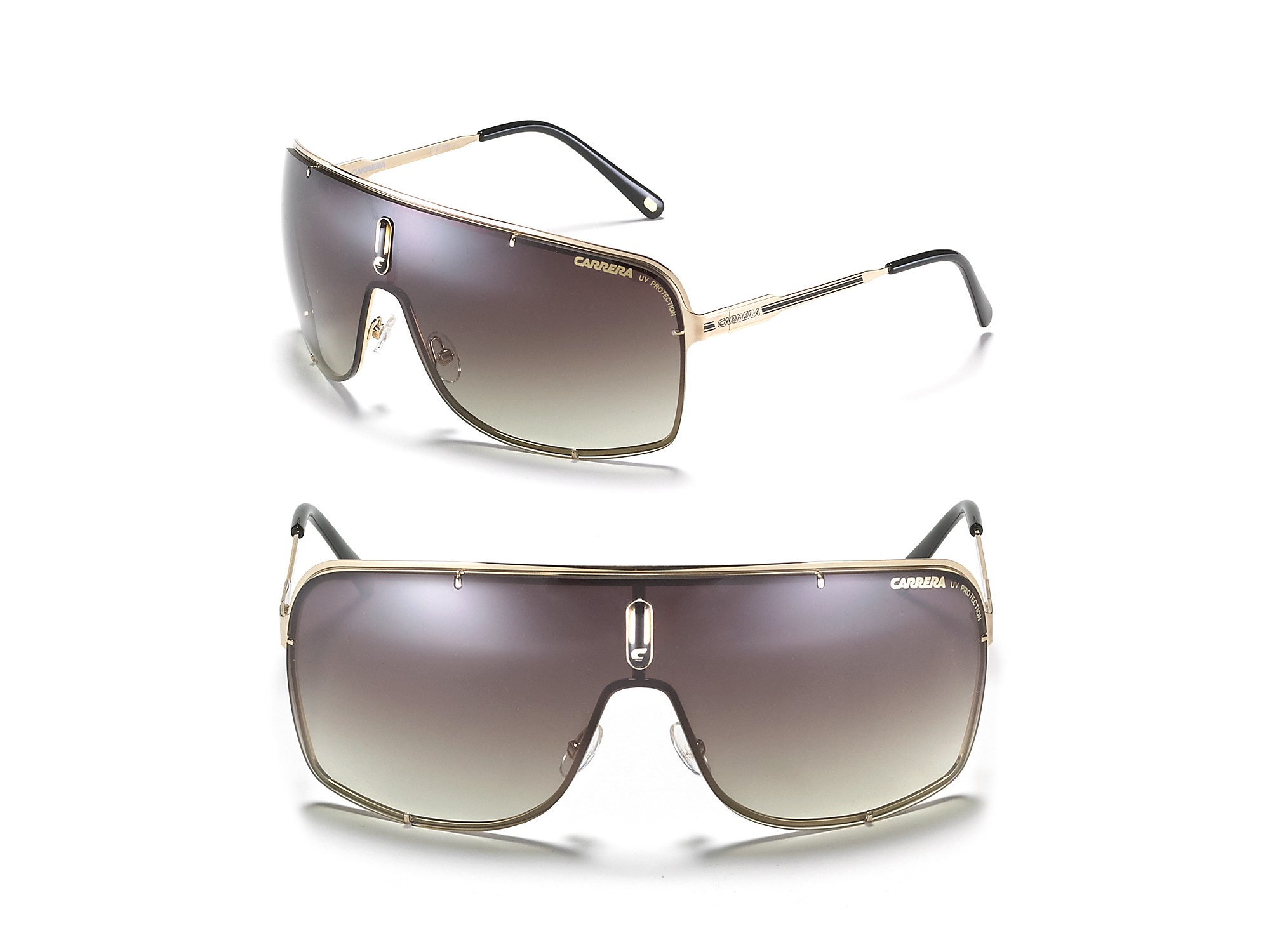 Carrera Square Aviator Shield Sunglasses In Brown Gold Lyst 