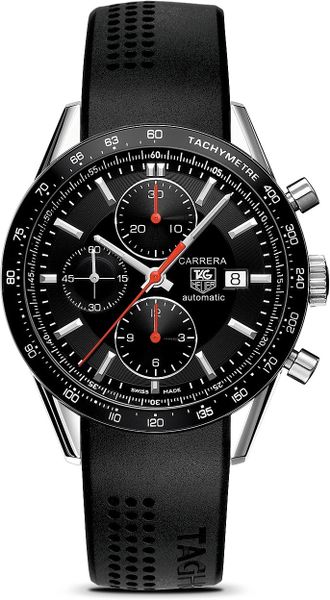 Carrera Tag Heuer Rubber Strap Watch 41mm in Black for Men (no color) - Lyst