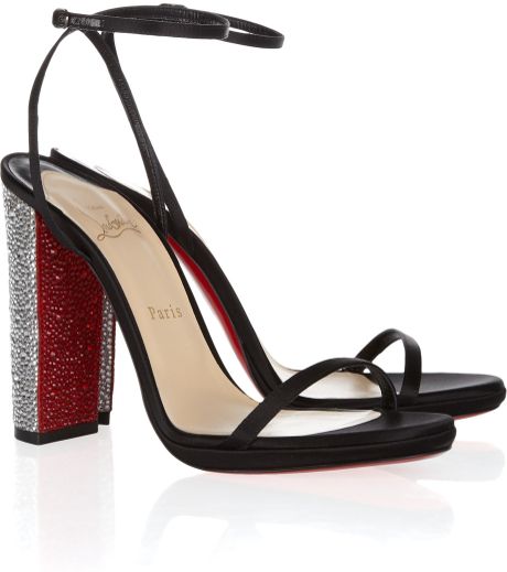 Christian Louboutin Au Palace 120 Crystalheel Satin Sandals in Black - Lyst