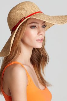 Juicy Couture Wide Brim Sun Hat with Patent Bow - Lyst