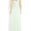Marchesa Oneshoulder Plissé Organza Gown in Green (mint) - Lyst
