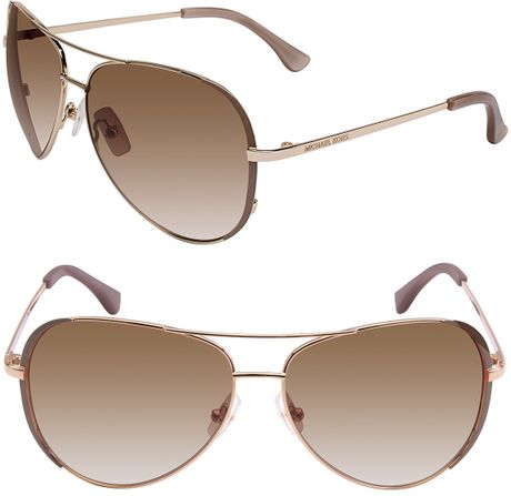 Michael Kors Michael Sicily Aviator Sunglasses in White - Lyst
