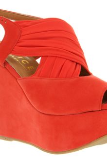 Office Worship My Wedge Coral Microfibr - Lyst