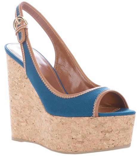 Sergio Rossi Wedge Sandal in Blue - Lyst