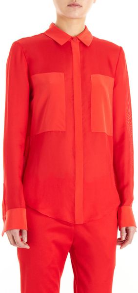 T By Alexander Wang Mesh Combo Shirt in Red - Lyst