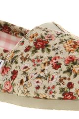 Toms Seasonal Classic Slip On Nat Floral Smu
