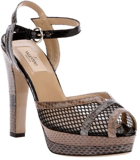 Valentino Peep Toe Sandal in Gray (grey) - Lyst