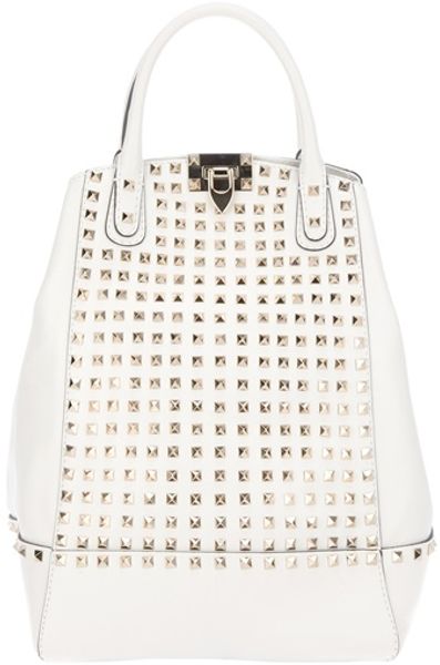 Valentino Studded Tote Bag in White - Lyst