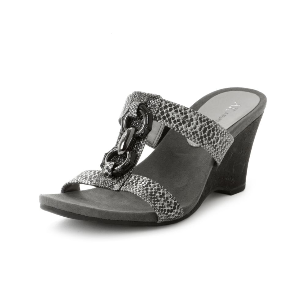 Anne Klein Coho Wedge Sandals in Silver (pewter) | Lyst