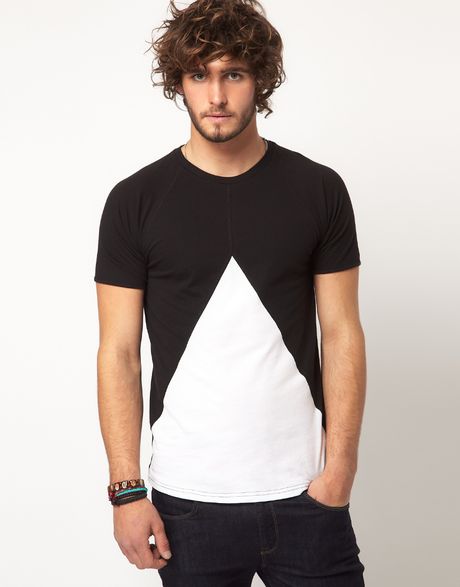 Asos Asos Tshirt With Insert Triangle in Black for Men (blackwhite) - Lyst