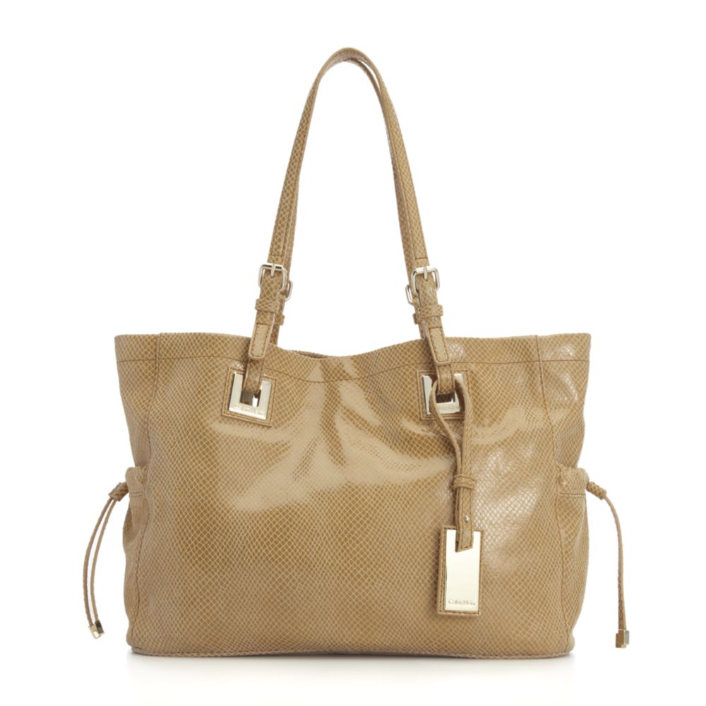 Calvin Klein Macys Exclusive Snake Tote in Beige (camel snake) Lyst
