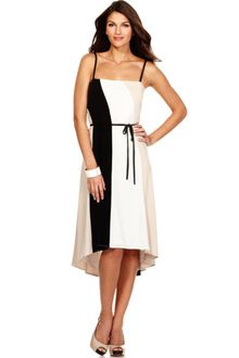Calvin Klein Spaghetti Strap Colorblocked High Low Hem - Lyst