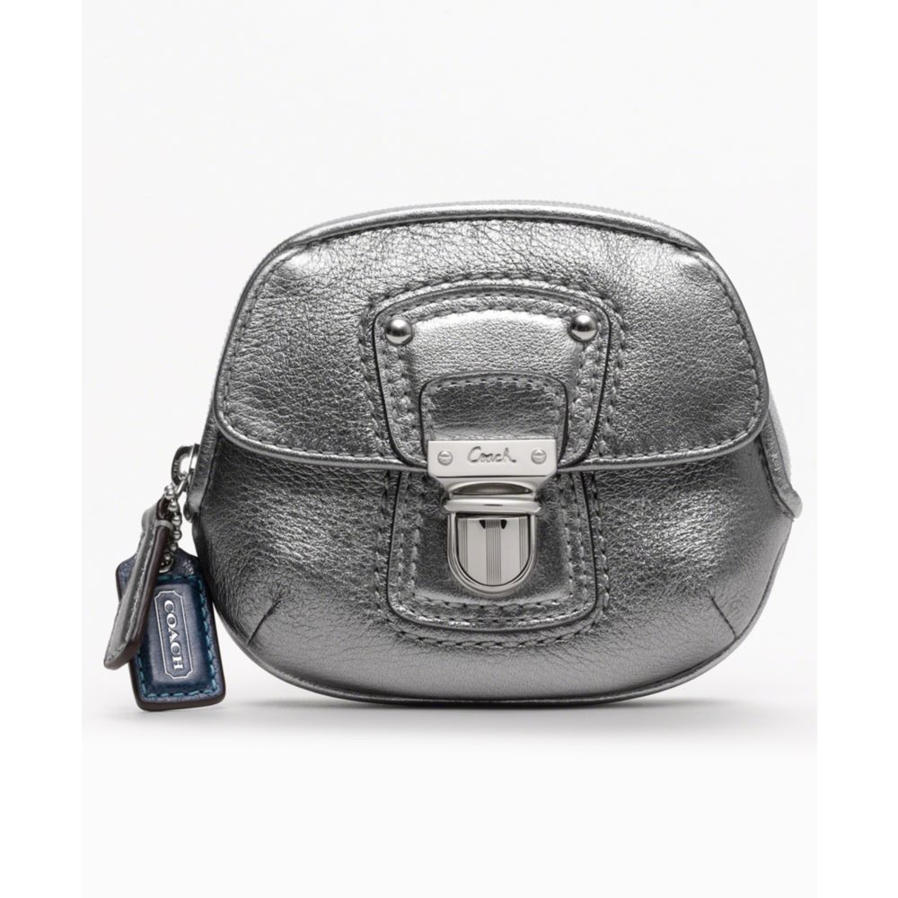 Coach Poppy Leather Coin Purse in Gray (silver/anthracite) | Lyst